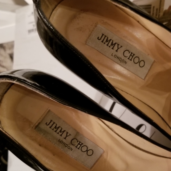 Jimmy Choo Black Patent Leather Platform Heels 9 - Picture 7 of 16